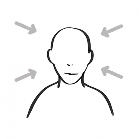 Zeichnung: Mensch nimmt Informationen von allen Seiten auf