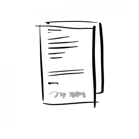 Zeichnung: Anmeldeformular mit Unterschrift