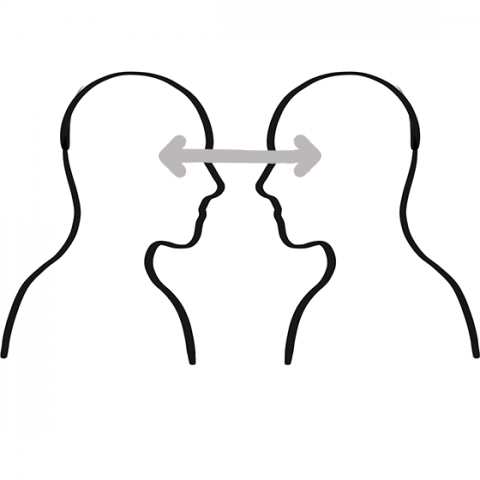 Zeichnung zwei Menschen unterhalten sich